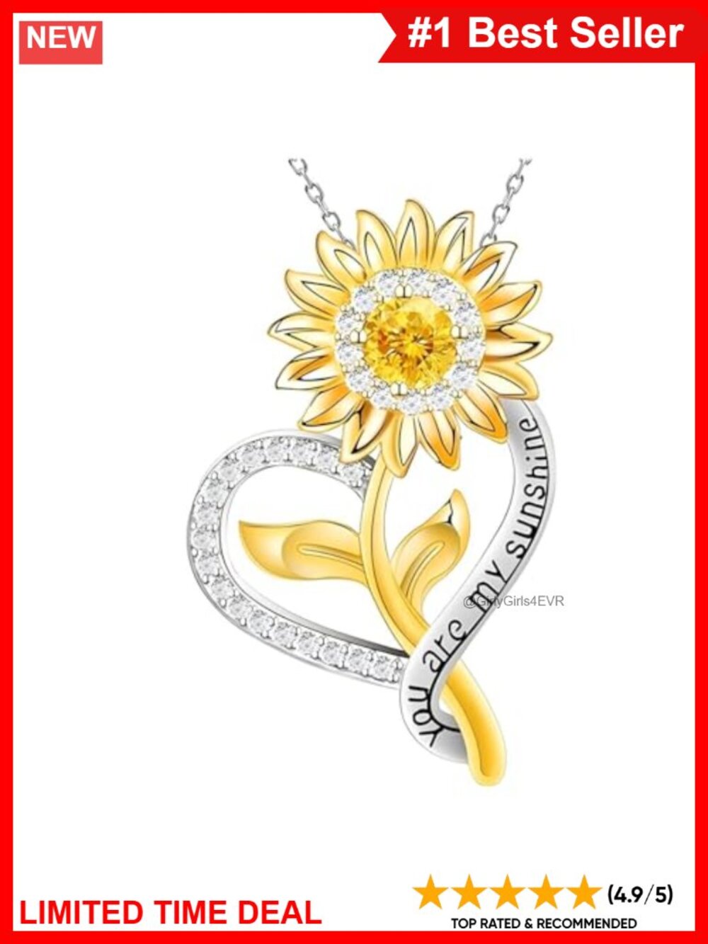 S925 Sterling Silver 18K Gold Plated Sunflower Pendant Necklace